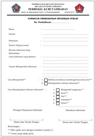 FORMULIR PERMINTAAN INFORMASI PUBLIK